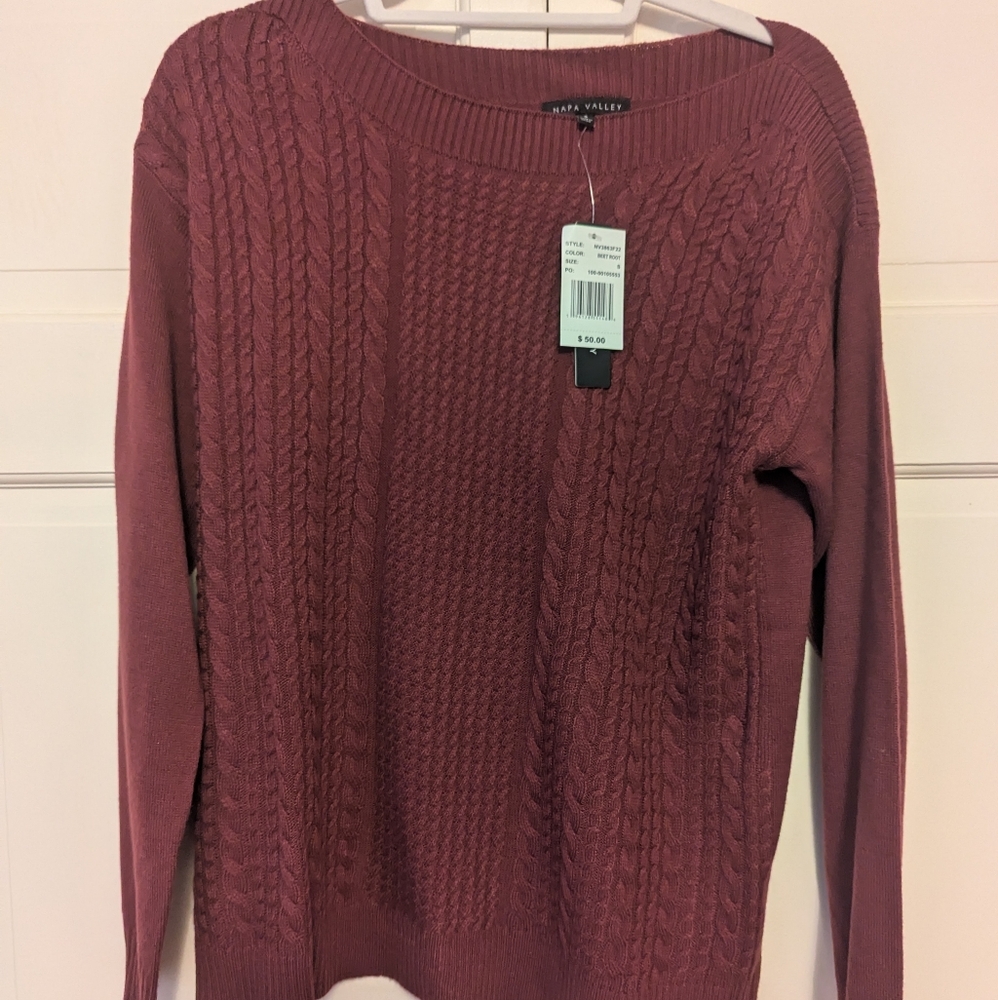 Napa Valley Cable Knot Sweater NWT